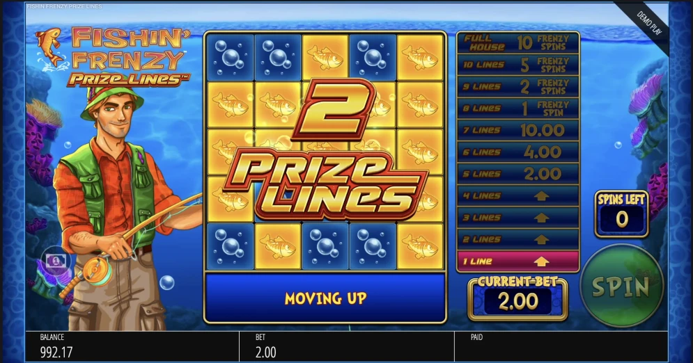 Fishin Frenzy Prize Lines